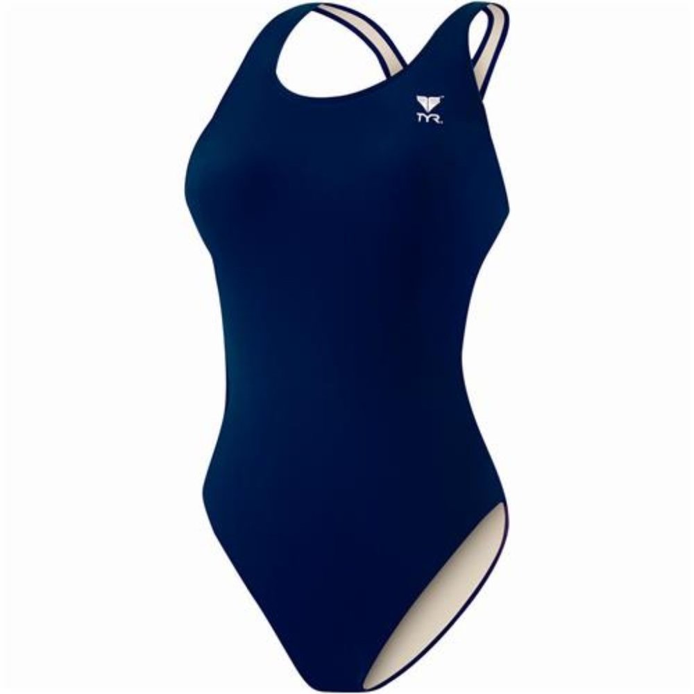 NWT TYR Solid Maxback Navy  Women's Swimsuit 30